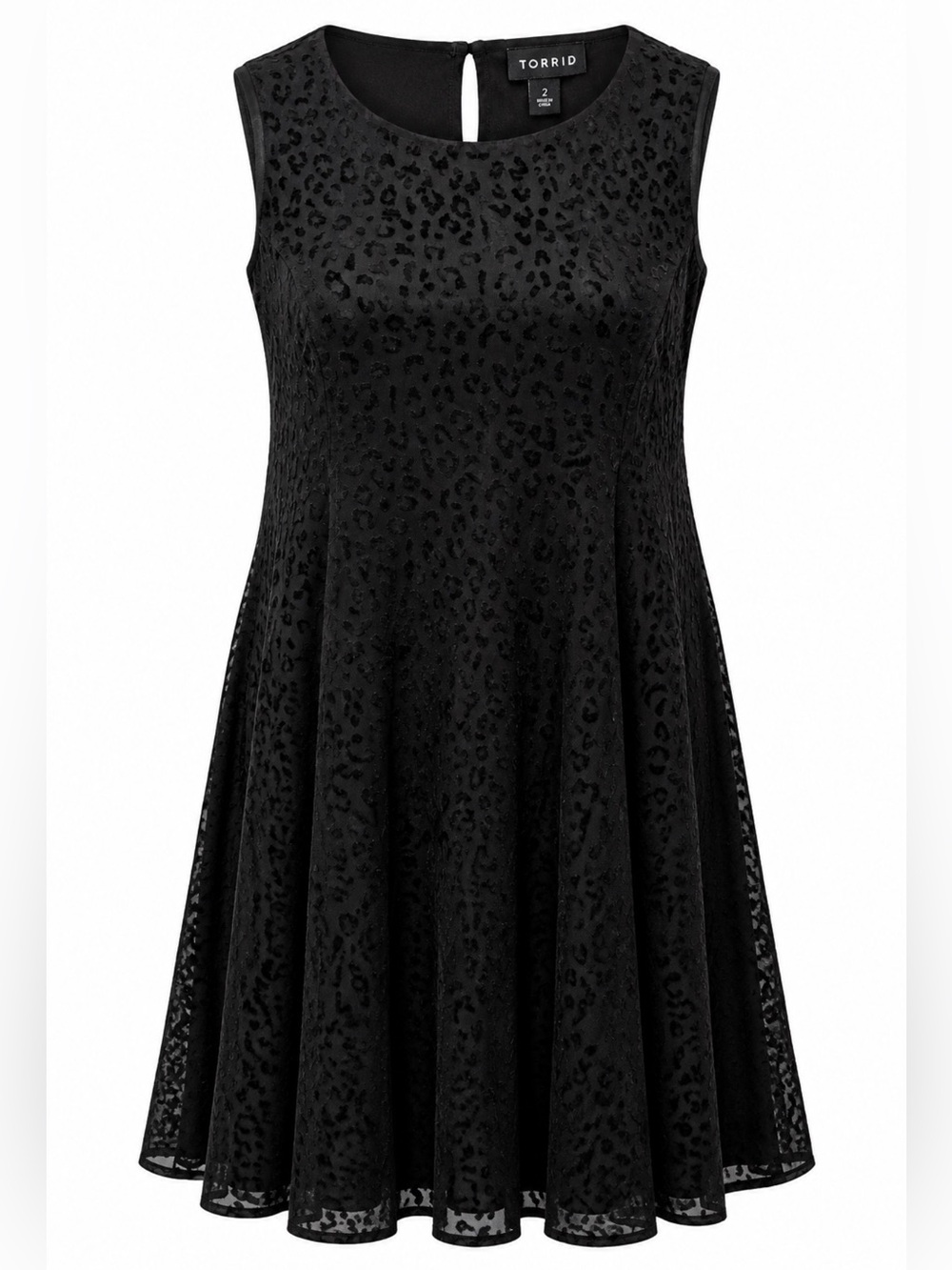 Torrid Black Mesh Flocked Leopard Trapeze Dress Size 2 2X